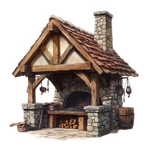 La forge du village, avec son foyer de pierre et ses outils suspendus